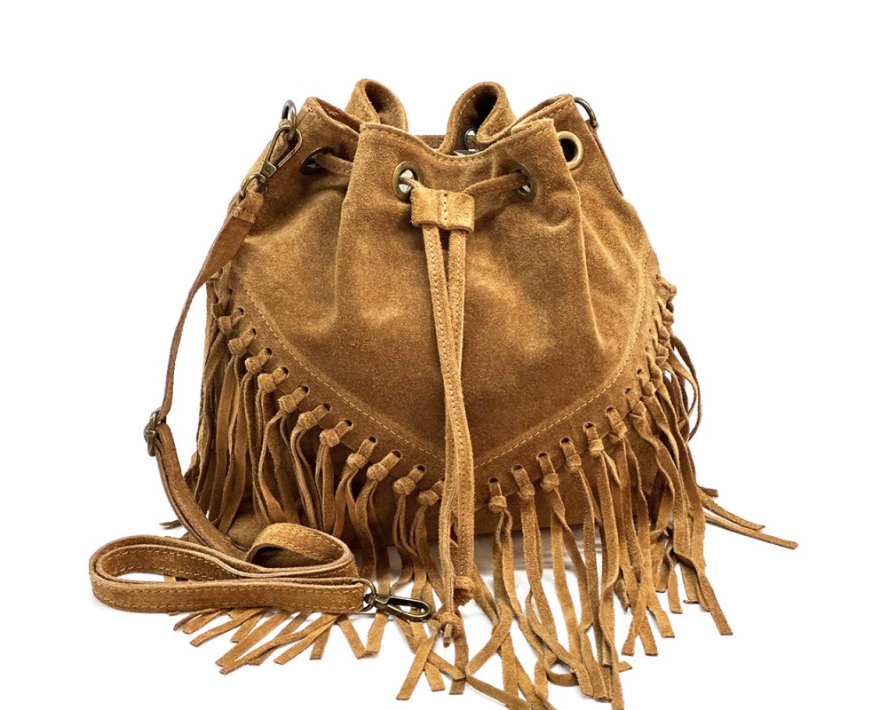 ショルダーバッグ AYAKOBAG /f fringe Bucket Bag/camel Buy ITALIAN LEATHER FRINGE BUCKET BAG | Johnny Was