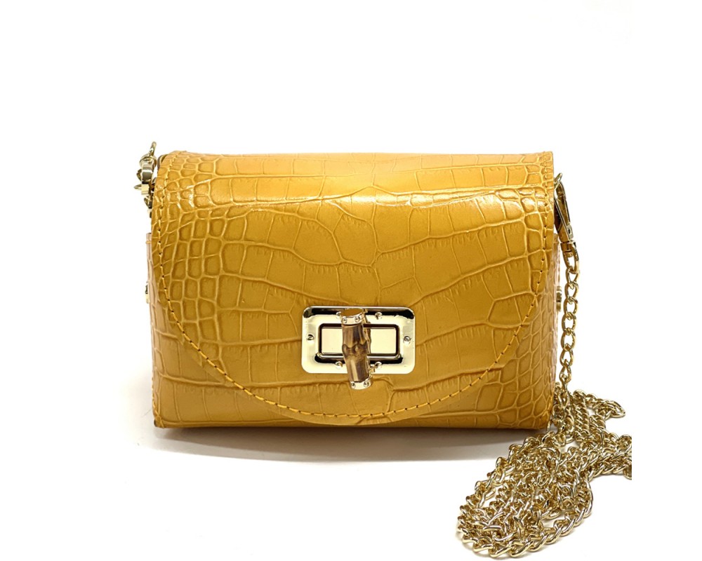 Martina S – Small Croc-Embossed Italian Leather Crossbody Bag