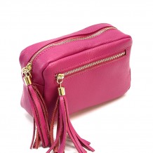 Solea Sac Pochette et Bandoulière en Cuir à Pompons