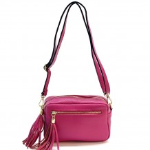 Solea Sac Pochette et Bandoulière en Cuir à Pompons