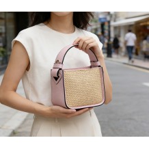 Alice Raffia & Leather Top Handle Bag