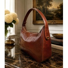 Leonia Sac Hobo Demi-Lune en Cuir Teint à la Main