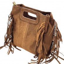 Solaio Sac en Cuir Suédé avec Franges