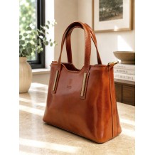 Liviana Large Borsa Tote Strutturata in Pelle Tamponata a Mano