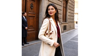 Tosca Dual-Compartment Italian Leather Baguette Bag