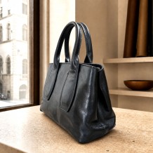 Sac Satchel Compact en Cuir Diletta