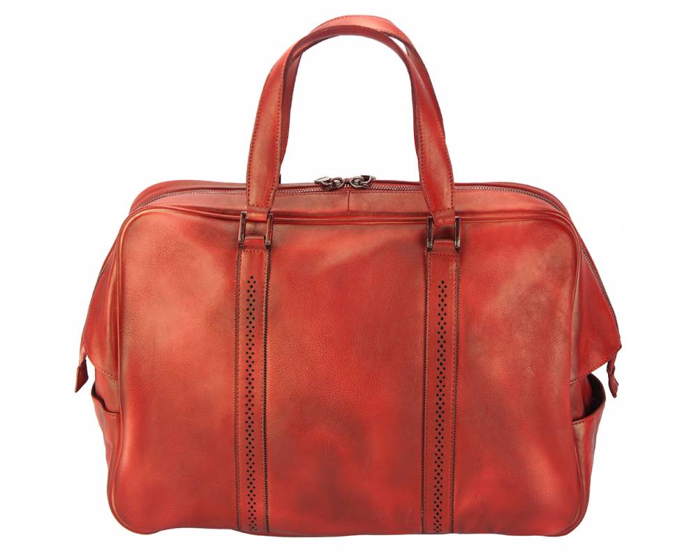 Danilo travel bag in aged leather, made in Italy