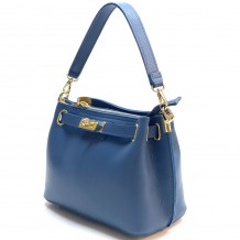 Lorettina Leather Lock Detail Shoulder Bag