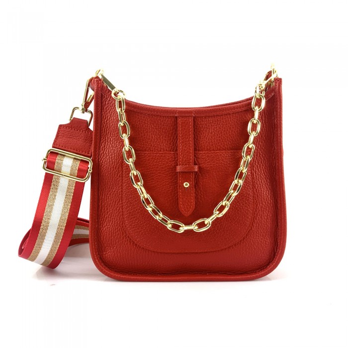 Chloe Leather Shoulder Bag - Italian Luxury with Modern Chain Design