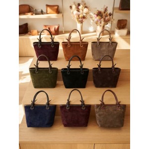 Aurelia Italian Suede Knot Handle Tote Bag Aurelia Italian Suede Knot Handle Tote Bag