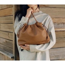 Luciana Cow Leather Drawstring Shoulder Bag