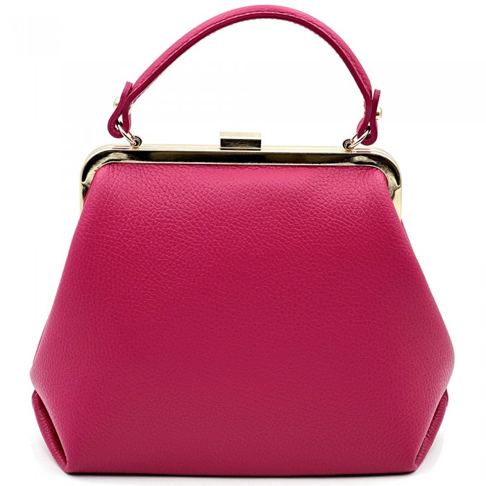 Adelina Vintage Frame Italian Leather Handbag Top Handle and 