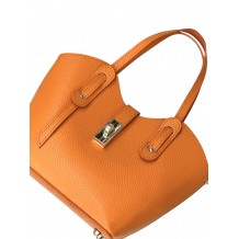 Borsa Tote Bianca Small in Pelle Martellata Italiana con Tracolla