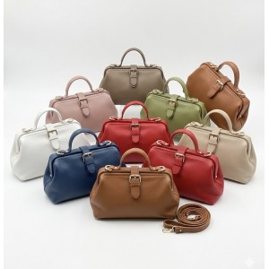 Valeria Italienische Doctor-Frame-Ledertasche mit Henkel Valeria Italienische Doctor-Frame-Ledertasche mit Henkel