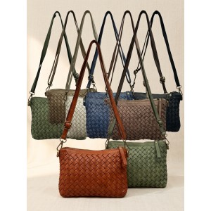 Norevia Mini Borsa a Tracolla Intrecciata in Pelle Lavata di Vitello Norevia Mini Borsa a Tracolla Intrecciata in Pelle Lavata di Vitello