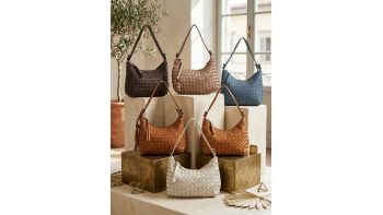Lorenvia Washed Woven Calf Leather Shoulder Bag