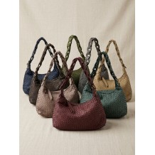 Bolsa Hobo Trançada em Couro Bovino Elarisse
