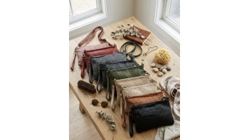 Elvaria Woven Handheld and Crossbody Bag in Calf Leather
