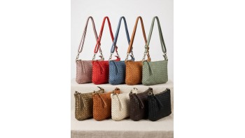 Elvaria Woven Handheld and Crossbody Bag in Hand Washed Italian Calf Leather