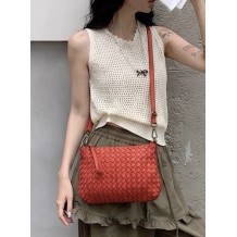 Elvaria Woven Handheld and Crossbody Bag in Hand Washed Italian Calf Leather