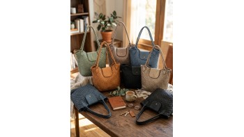 Mirelva Woven Washed Calf Leather Tote Bag
