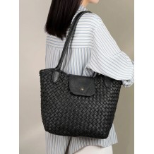 Mirelva Woven Washed Calf Leather Tote Bag