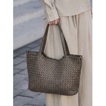 Orlena Woven Washed Calf Leather Shoulder Bag