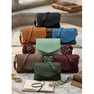 Bellavia Woven Cow Leather Crossbody Bag Bellavia Woven Cow Leather Crossbody Bag