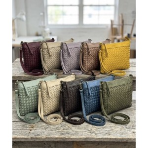 Norevia Woven Washed Cow Leather Crossbody Bag Norevia Woven Washed Cow Leather Crossbody Bag