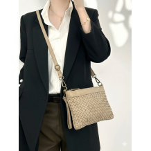 Norevia Woven Washed Cow Leather Crossbody Bag