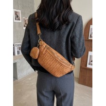 Nissim Leather Woven Sling Bag