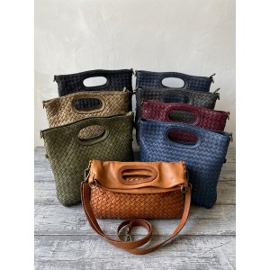 Calista Sac Convertible en Cuir Tressé avec Poignée Découpée Calista Sac Convertible en Cuir Tressé avec Poignée Découpée