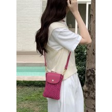 Cindy Handwoven Raffia and Italian Calfskin Phone Crossbody Bag