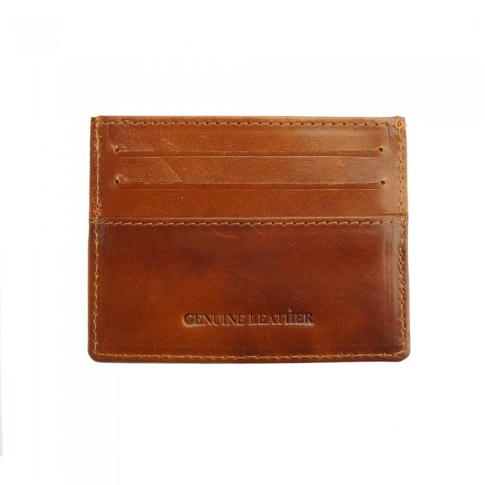 Marshal Genuine Leather Credit Card & ID Holder – Slim Brown Wallet (Unisex)