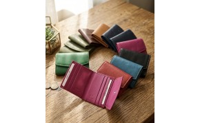 Liora Minimalist RFID Leather Mini Trifold Wallet