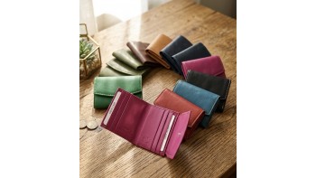 Liora Minimalist RFID Leather Mini Trifold Wallet