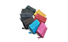 Selenia Washed Cow Leather Woven Wallet