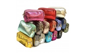 Aurora Metallic Leather Crossbody Wallet